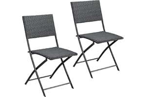 ‎CASARIA Casaria® Polyrattan Klappstuhl 2er Set 120kg Belastbarkeit Platzsparend Klappbar Leicht Tragbar Wetterfest Garten Terrasse Balkon Camping Stuhl Sessel