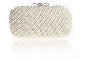 HONGCI Glitter Fashion Beaded Sequin Pearl Clutch Bag for Women - Vintage Beaded Evening Bag, Bridal Bag, Clutch Handbag for Wedding, Party, Prom