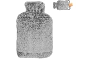 ALLES GUTE Hot Water Bottle- PVC 2L Hot Water Bag with Hand Pocket Provide Hand Feet Warmth and Pain/Menstrual Cramps Relief- Hot Water Bottles with Cover Perfect for Women, Seniors & Children (Grey)