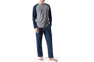DAVID ARCHY Men's Pyjamas Sets, Cotton Men's Loungewear Set, Breathable and Comfortable Comfortable Sleepwear Pjs Set
