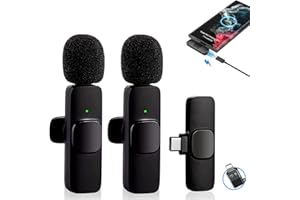 Arubaitai 2pcs Lavalier Mikrofon Bluetooth für iPhone/iPad/Android/Laptop,Plug-Play Lavalier Microphone Wireless Ansteckmikrofon,Rauschunterdrückung iPhone mikrofon Wireless für Live,YouTube,Vlog