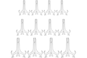 DHWEKU Porta Piatti da Esposizione,Cavalletti per Tavolo,Portapiatti,Reggi Piatti da Esposizione,Supporto Piatti Esposizione,Portafoto Plastica Trasparente,Cavalletti,Espositore Monete(12 Pezzi)