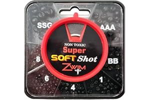 Zwim - Box Shot 7 Division Split Shot Fishing Weights - AAA BB SSG No.1 No.4 No.6 No.8 For Carp and Coarse Angling - Made From Soft Metal Alloy [40-7DIV]
