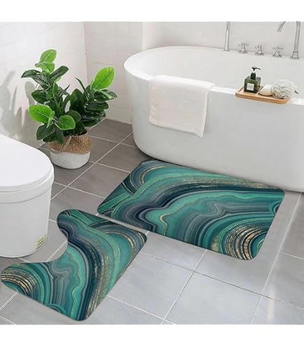 S&S-Shop Badmat set | Grijs | Kiel | met uitsparing | 2-delig | antislip | WC-mat 50 x 45 cm | Badmat 50 x 90 cm | Badtapijt | Tapijt | Bad | Badkamer