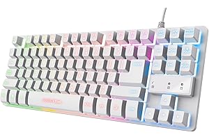TRUST GAMING GXTrust 833W Thado Teclado Gaming TKL QWERTY Español, Tenkeyless (20% más pequeño), 69% Plástico Reciclado, Membrana, Anti-Ghosting, Teclado Gamer RGB USB, PC/Ordenador - Blanco