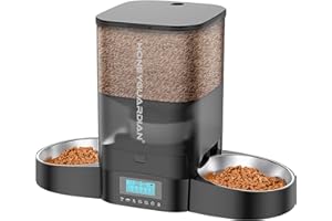 HoneyGuaridan Automatic Cat Feeder for 2 Cats, Equally Distributed Cat Feeder Timer Dispenser with 4-stage Seal Lock Fresh, 10s Voice Recording, Up to 6 Meals a Day - for Multi-Cats & Dogs (3.5L)