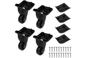 CAUTIOUS 4 Pezzi Ricambio Ruote per Bagagli, Trolley Nero Facilità di Installazione, Adatto per La Maggior Parte dei Bagagli, Mute Sostituzione Girevoli