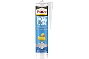 Pattex Sigillanti Light Bagni&Cucine Bianco, Sigillante resistente alla muffa, Sigillante bagno docce e lavandini, Sigillante cucina impermeabile, 1x280ml cartuccia
