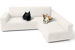 FOCARIS НОМЕ FOCARIS HOME Funda Sofa chaise longue Protector Ajustable y repelente al agua funda brazo largo derecho BLANCO ROTO/CLARO (long. máx. 280 cm) Acolchado 1 pieza cubre sofa Packaging presentación regalo