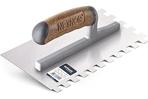 NEYNOR® llana dentada inoxidable TD - Pro llana dentada acero inoxidable - llana dentada para colocación de baldosas - Espátula dentada - Made in EU - Dentado 12x12 mm