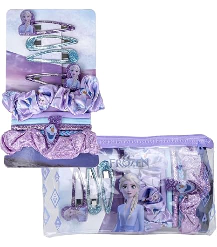 CERDÁ LIFE'S LITTLE MOMENTS - Coffret Cadeau : Masque de Nuit, Peigne et Chouchous en Tissu La Reine des Neiges - Licence Officielle Disney