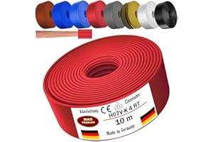 MAS PREMIUM Przewód żyłowy od 5 do 100 m, H07 V-K 4 mm², czarny, brązowy, ciemnoniebieski, zielonożółty, szary, jasnoniebieski lub czerwony, elastyczny pojedynczy żył (czerwony, 10 m)