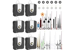 LEIKURVO Juego de 6 piezas de mecanismo de cuarzo, silencioso, repuesto de 13 mm, 16 mm, 22 mm, eje largo y corto, funciona con pilas, mecanismo de reloj de pared, piezas de reparación de relojes, piezas de