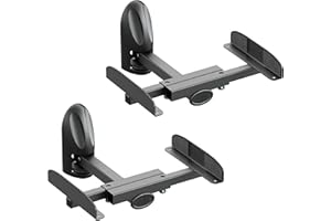 mahara Black Universal Speaker Mounts - Pair of swivel & tilt speaker brackets - Side clamping - Max Weight 20Kg - Max swivel 130°- Max tilt 20°