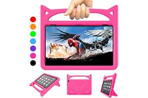 DJ&RPPQ Fire HD 10 Case 2023,Fire HD 10 tablet Case for Kids(13/11th Generation, 2023/2021 Release) - Lightweight Shockproof Kid-Proof Cover with Stand,(Incompatible with iPad Samsung). (Rose)