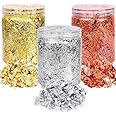 SGLS Gold Foil Flakes for Resin, Art Work, Nails, Painting, Crafts, Slime and Resin, Frame Design Home decoratin Gliding Jewelry Making (Gold, Silver, Copper 3 Colors)