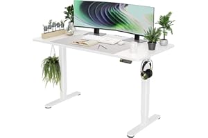 ‎CLAIKS Claiks Schreibtisch Höhenverstellbar Elektrisch, Höhenverstellbarer Schreibtisch 140x60 cm, Standing Height Adjustable Desk, Weiß Gestell/Weiß Oberfläche