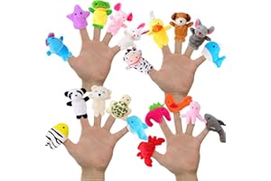 JEFFOUOO 20 Stück Fingerpuppen,Tier Fingerpuppen Set,Finger Plüschtier für Kinder, Fingerpuppe für Fingerpuppen Party Weihnachten Oster und Kinderparty