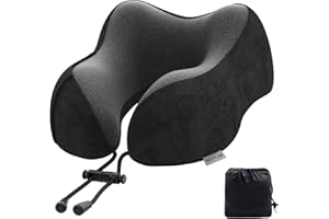 YOMISEE Nackenkissen Flugzeug, Reisekissen Auto Travel Pillow aus Memory Foam mit samtweichem Bezug, Nackenhörnchen Erwachsene für Reisen, Camping, Büro und Haus (Schwarz)