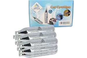 ARSUK 12g CO2 Cartridges for Airsoft Guns – Pack of 10 Non-Threaded Gas Canisters – Stainless Steel CO2 Capsules for Airsoft BB Gun, CO2-Powered Devices & Gear