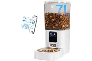 Frienhund Distributeur Croquettes Chat Automatique avec Alimentation Lente: 7L Gamelle Chat Automatique, WiFi 5G Distributeur Croquettes Chien avec Alexa, Détachable pour Un Nettoyage Facile