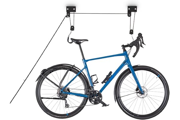 Cykelhållare, taklyft för garage med flasktåg | Cykellyft, vägghållare för cykel, takbox, kanot och mer.