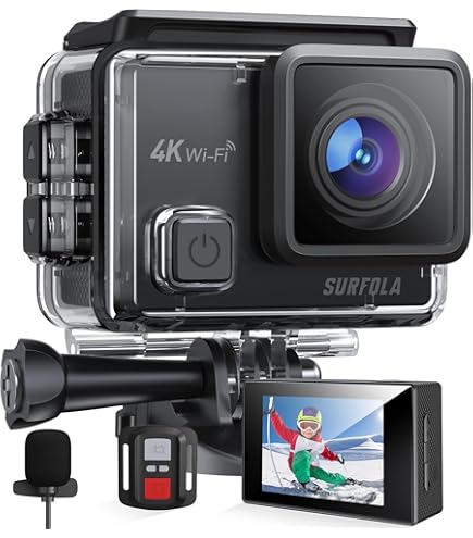 Caméra Sport 4K Apexcam WiFi 20MP – Étanche 40m, EIS Anti-Tremblement, Grand Angle 170°, Kit Complet Avec Perche & Accessoires