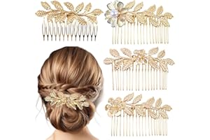 LZKHEH 4 Pcs accessori per capelli con pettine e pettini a foglie d'oro. Aggiungi un tocco di bellezza e fascino al tuo stile. Perfetti per creare acconciature eleganti per donne.