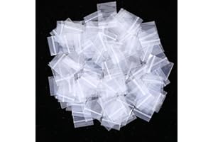 Prasacco 100 sztuk małych, przezroczystych torebek foliowych, torebka, zamykające się strunowym zamkiem, wielokrotnego użytku, 4 x 3 cm