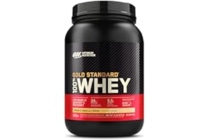 Optimum Nutrition Gold Standard 100% Whey Proteine in polvere per lo Sviluppo e il Recupero Muscolare con Glutammina e Aminoacidi BCAA Naturali, Gusto Crema di Vaniglia Francese, 30 Dosi, 900 g