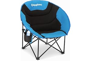 KingCamp Moon Chair Camping Składane krzesła ogrodowe, wytrzymałe, wyściełane krzesło kempingowe z uchwytem na kubek