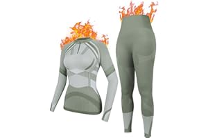 Charmo Thermounterwäsche für Damen Winter Skiunterwäsche Funktionsunterwäsche Set Halbzip ski unterwäsche Frauen Lange Unterwäsche extra warm