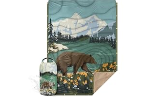 KawaGebo Kamp Outdoor Camping Blanket with Sherpa Lining, Extra Warm Thick Camp Blankets & Puffy Ultralight Soft Poncho DWR Camping Quilt for Cold Weather, Adventure,Sleeping,Backpacking 78"x 56"