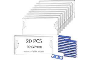 ‎YOOSSO Yoosso 20 Stück Magnetische Namensschilder, 75 x 30mm, Transparent, Acryl, 3-Punkt Neodym-Magnete, Für Kleidung, Büro, Schule, Konferenzen