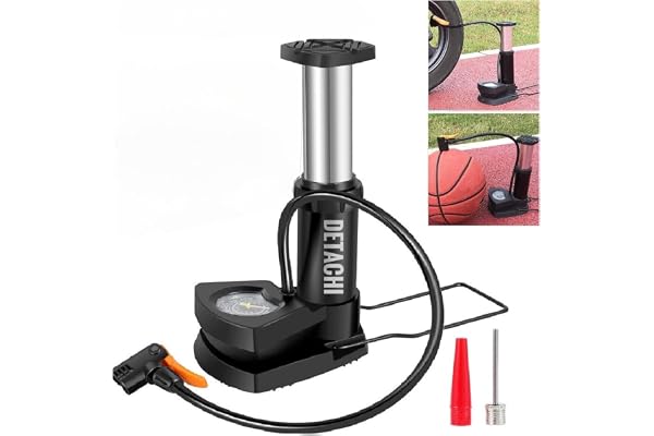 DETACHI Foot Pump for Bike Car Tyre Inflator Super Fast Air Pump for Cycle with Tyre Pressure Gauge Portable High Pressure Foot Air Multipurpose Use As Balloon Cycle, Football
