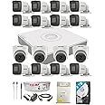 HIKVISION 16 Channel DVR with 5 MP 12 Bullet & 4 Dome Cameras with Audio Recording + 4 TB HDD + (3+1) Cable roll + 16 CH Power Supply + USEWELL BNC & DC Full Combo Kit