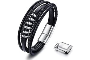 ADRAMATA Męskie bransoletki skórzane bransoletki dla mężczyzn i kobiet bransoletka krzyżowa czarna pleciona prawdziwa skóra bransoletki z zapięciem magnetycznym bransoletki przyjaźni męska biżuteria