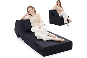 Jamdok 6 in 1 Convertible Folding Sofa Bed, 20cm Thick Floor Lounger For Living Room, Single Chair, Guest Mattress with Pillow, Foldable Couch for Sleeping, Car,Tent,Travel,Dark Gray