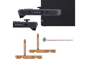 eXtremeRate Firefly LED Tuning Kit Cable Flexible para Nintendo Switch Joycons & Dock, Cable Plano SL SR y Luz LED de Encendido, Sin Dispositivos Electrónicos, Violeta