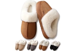 MUMIK Chaussons Femme Homme, Pantoufles Femme Hiver Confortable Chausson Chaud Fourré Pantoufles AntidéRapantes pour L'IntéRieur et L'ExtéRieur