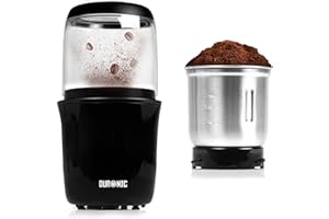 Duronic Electric Coffee Grinder CG250, Spice Grinder Machine, Stainless Steel Blades Grinders, Fast Dry Mini Removable Grinding Mill Pot for Coffee Beans, Nuts, Seeds, Spices, Flax, Black