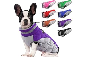 Lelepet Winter Warm Dog Coat with Harness, Windproof Dog Puffer Jacket, Reflective Fleece Lined Cold Weather Clothes, Underbelly Dog Coats for Small Medium Large Dogs Pet Outfit Apparel, S Purple