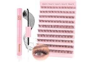 Glowing Win Faux Cils Individuel Kit Extension de Cils Professionnel avec Lash Bond and Remover Mix8-16mm Faux Cils Naturel avec Colle de Cils Bouquet DIY Cluster Lashes Kit