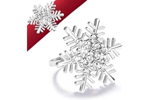Halatool 8 Stück Weihnachten Serviettenringe Silver Schneeflocke-Design für Weihnachten Hochzeiten Partys Abendessen Feiertage Esstischdekoration Erntedankfest