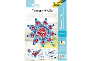 folia 450230/5 - Fensterfolie farblos, selbsthaftend, ca. 23 x 33 cm, 5 Bogen - ideal als Vorlagebogen für Fensterbilder, Window Color