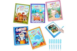 OSDUE Kolorowanka wodna dla malucha, 6-pak książek do malowania wodnego dla małych dzieci, farba z książkami wodnymi, edukacyjna zabawka do nauki, wielokrotnego użytku, bez bałaganu, zabawka podróżna