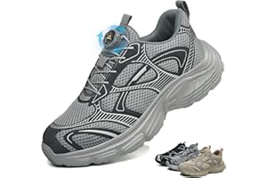 AYQYC Safety Trainers Womens Work Safety Shoes Men Steel Toe Cap Trainers 3-11.5 UK Lightweight Breathable Comfortable Non Slip Swivel Buckle Shoelaces