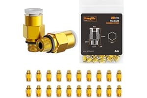 HANGLIFE PC4-M6 Connettori per Tubo PTFE, Raccordi Rapidi Push-to-Connect, Accoppiatore Pneumatico per Filamento da 1,75 mm, Adattatore Push-Fit – Accessori per Stampanti 3D (Pacco da 20)