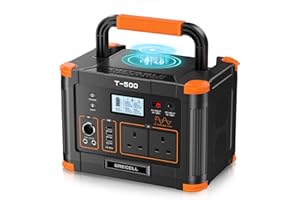 Portable Power Station 500W(Peak 1000W), GRECELL 519Wh Outdoor Solar Generator Backup Battery Pack with 2 230V AC Outlets, 500W 10-Port Powerhouse for RV/Van Camping Road Trip Home Emergency