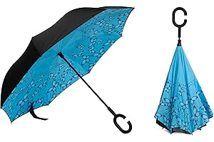 Braty Decorations Seitenverkehrter Stockschirm, Innovativer Regenschirm, Doppelschichtiger Regenschirm, Umgekehrter Regenschirm, Regenschirm mit C-förmigem Griff